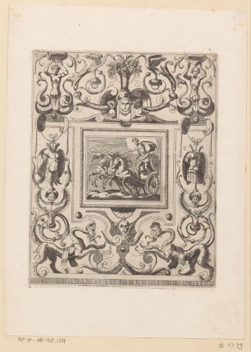 Grotesque ornament with Apollo in his sun chariot in the centre