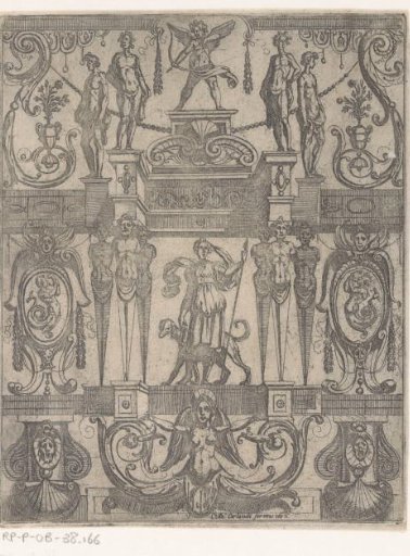 Grotesque ornament with the goddess Diana in the center