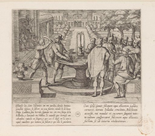 At the order of Doña Lambra, a villager strikes Gonzalo Gomez with a cucumber dipped in blood