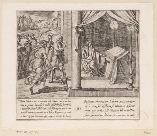 Ruy Velazquez promises Doña Lambra that he will avenge the death of the villager