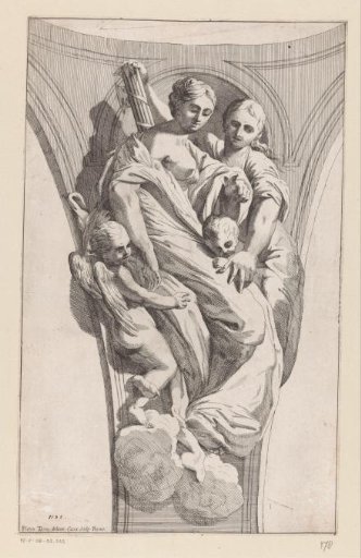 Lunette with Charity and a female personification with fasces