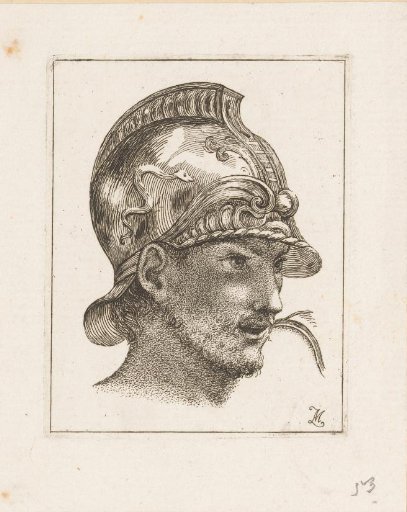 Head of a man with helmet