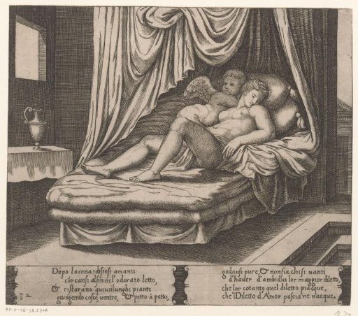 Amor and Psyche together in the marriage bed