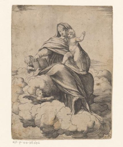 Mary with Child in the clouds