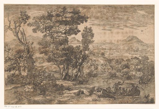 Landscape with a boat on a river