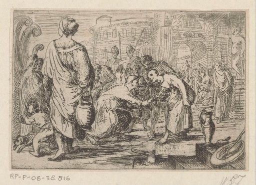 Two Men Greeting Each Other in a Square