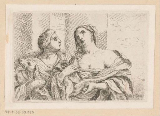 Two Women with a Dog