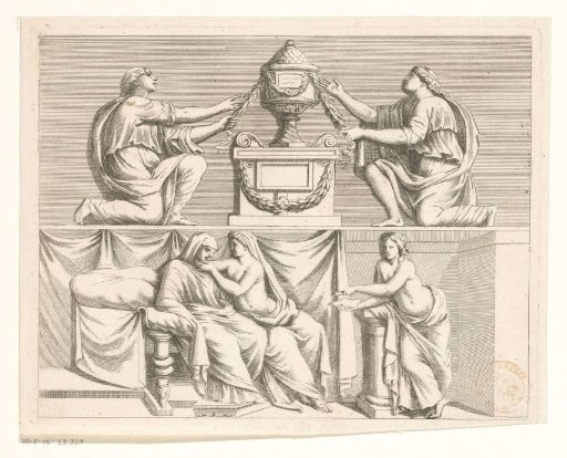 Two Women at an Urn and Two Women on a Bed