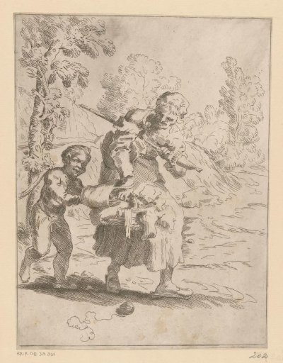 Old Woman with a Boy on the Road
