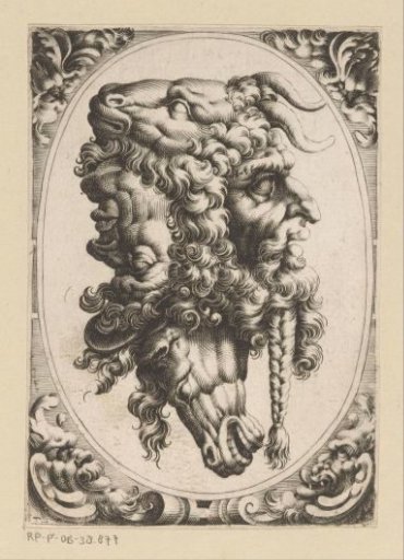 Composition of Two Faces, a Horse's Head and a Goat's Head