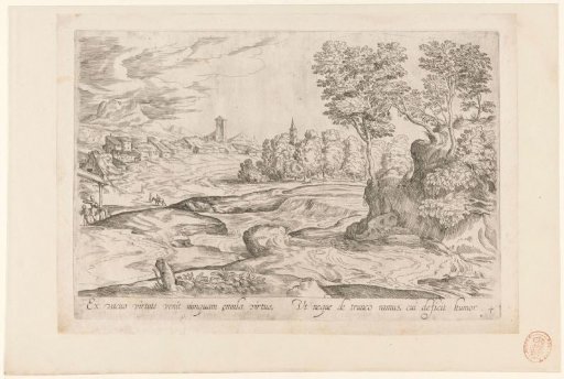 River Landscape with Village in the Background