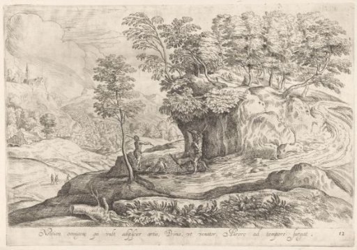 Landscape with hunters