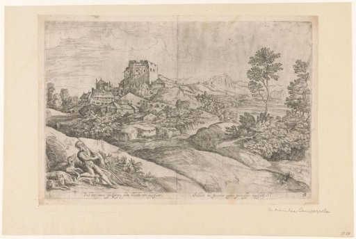 Landscape with a settlement and a shepherd