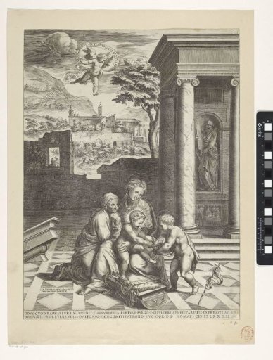 Mary with the Christ Child, Elizabeth and the young John the Baptist in a Courtyard