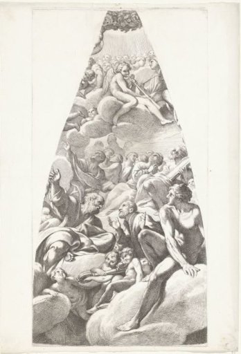 Saint Peter with other saints and angels