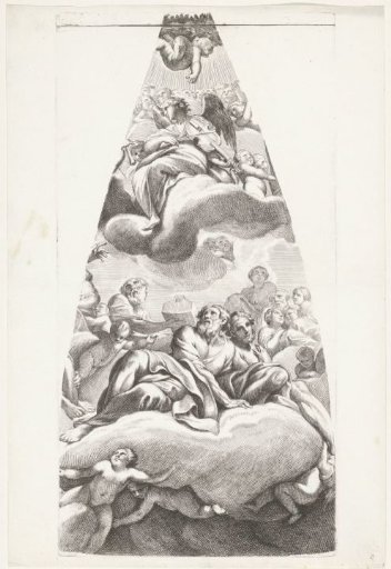 Noah and other patriarchs seated on a cloud