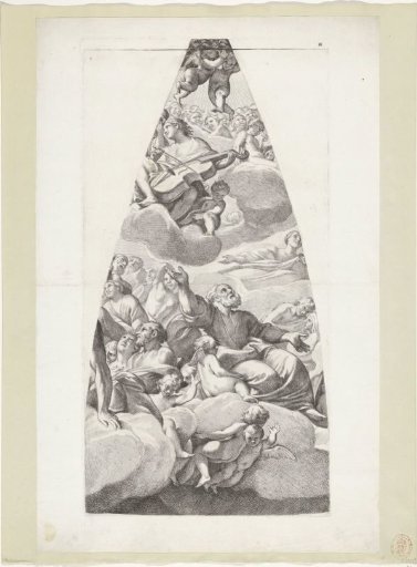 Saint Joseph and other saints with a cello-playing angel