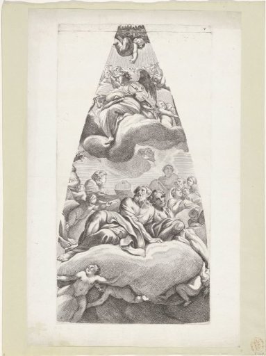 Noah and other patriarchs seated on a cloud