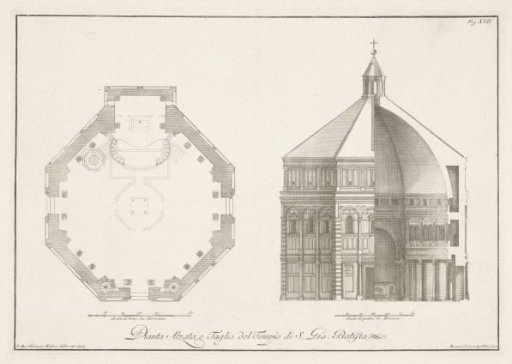 Cross-sections of the Battistero di San Giovanni in Florence