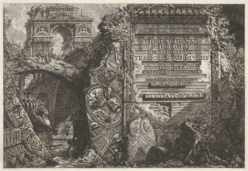 Frontispiece with ancient ruins and a triumphal arch
