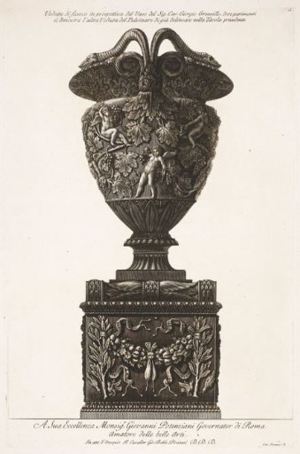 Vase with grapevines and putti