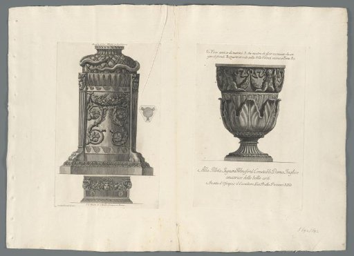 Tripod with ouroboros and vase with putti