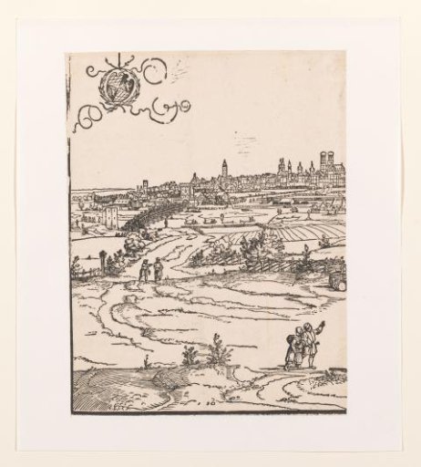 View of Munich with a military spectacle (left part)