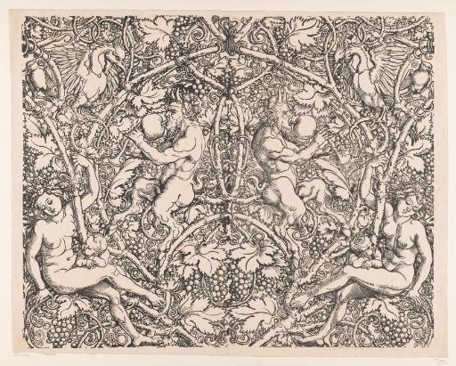 Satyr family among grapevines