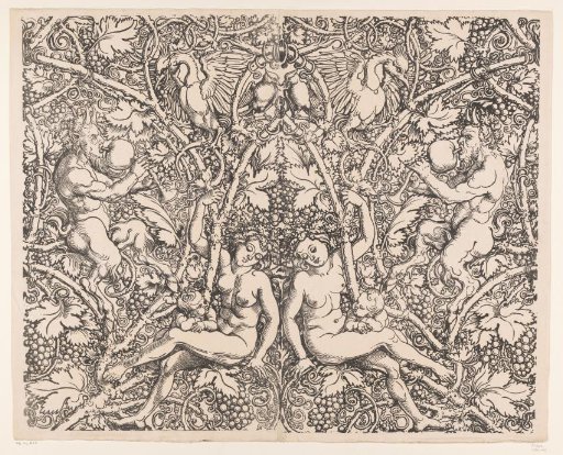 Satyr family among grapevines