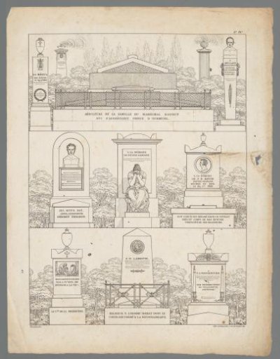 Nine grave monuments