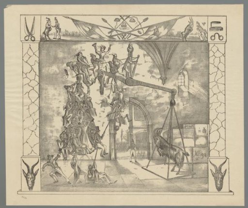 Scales with Capricorn and a mountain of people