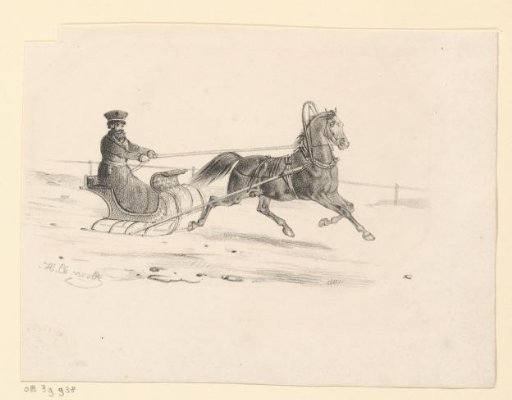 Galloping horse with sleigh