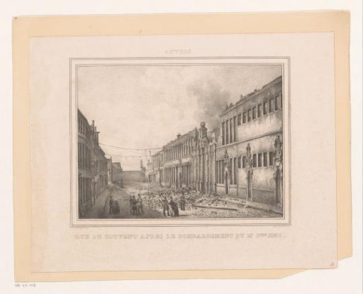 Ruins in the Cloister Street after the bombardment of Antwerp