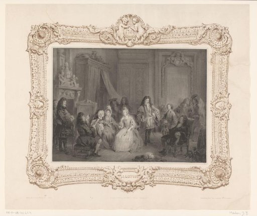 Man reading to a company in a richly decorated interior