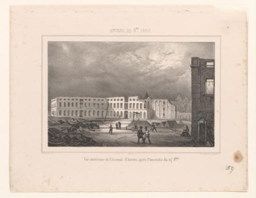 Ruins of the Arsenal in Antwerp, 1830