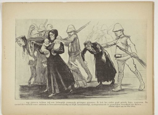 Boer Women and Children Taken Away by British Soldiers