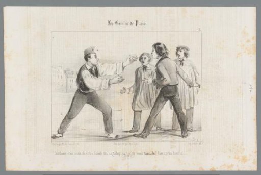 Young man threatening three other young men