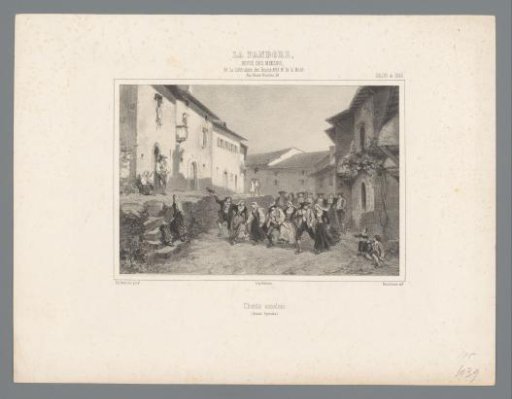 Group of singing and dancing inhabitants from the valley of Ossau in the Pyrenees