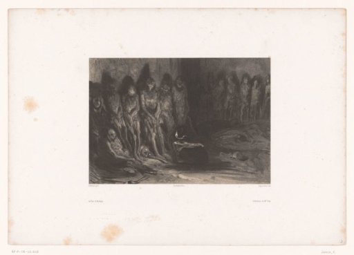 Corpses against the inner wall of the tower of a prison