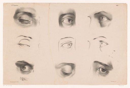 Six Studies of Eyes in Different Drawing Stages