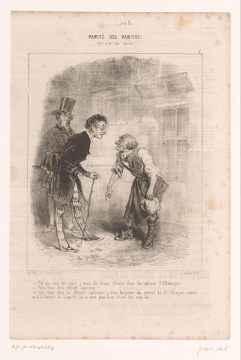 Old veteran telling another man about his horses in the wars