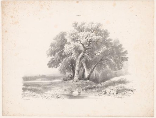 Landscape with two figures under a group of trees