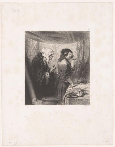 Old procuress speaking to a young washerwoman