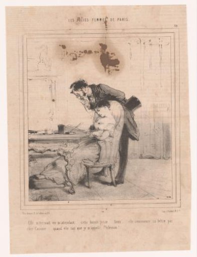 Man reads a letter over the shoulder of his sleeping sweetheart