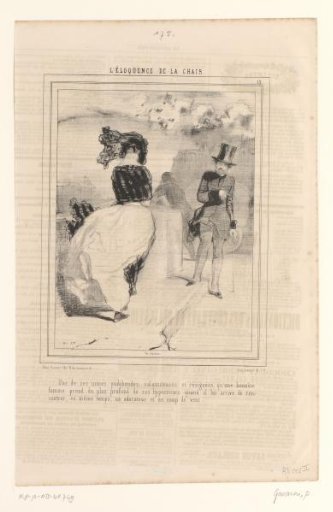 Man watching a woman in a gust of wind