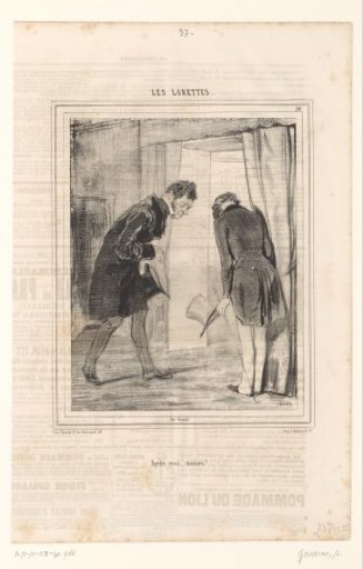 Young man letting an older gentleman pass to the drawing room