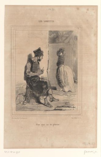 Worker looking at a passing woman while eating