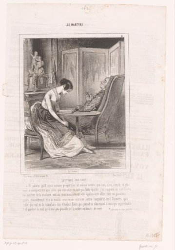 Young woman reading to a man from a book by Descartes