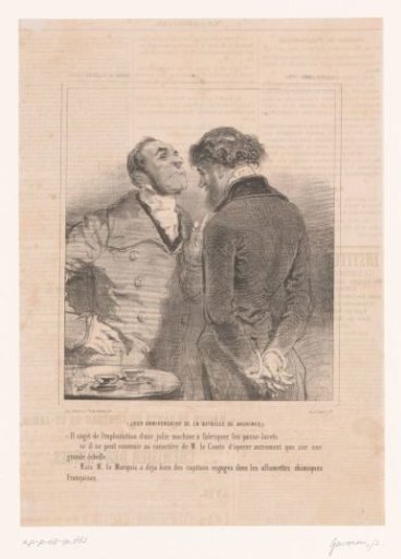 Two gentlemen in conversation about the manufacture of weapons