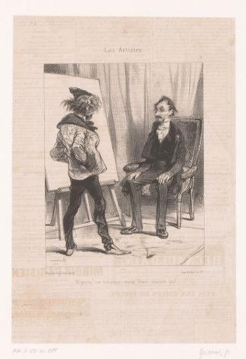 Painter examining his model